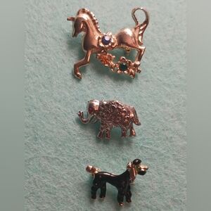 Vintage Animal Brooch Pin Lot, Horse Pig Poodle Dog